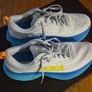 Hoka One Bondi 8 Sky Blue and Gray Athletic Shoes